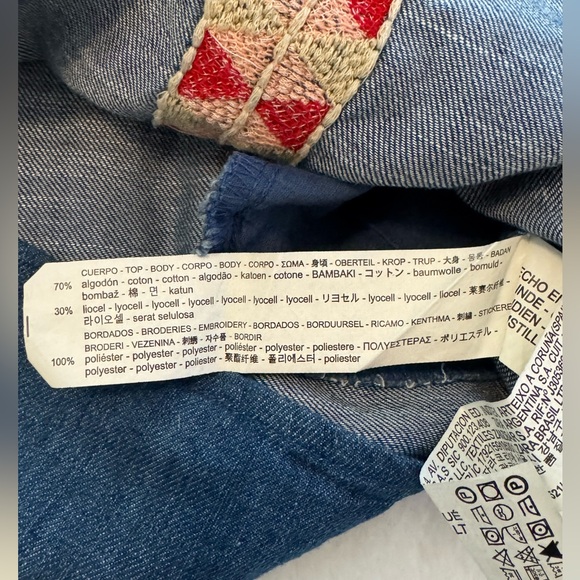 ZARA trf Collection Chambray w/Aztec Embroidered Trim Shirt Dress- oversized S - Picture 9 of 12